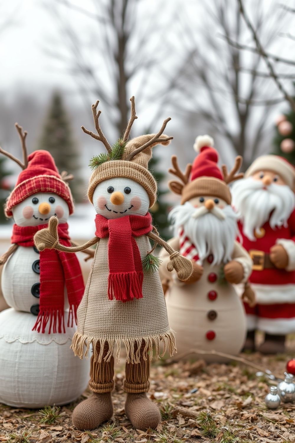 Burlap Snowmen and Christmas Characters