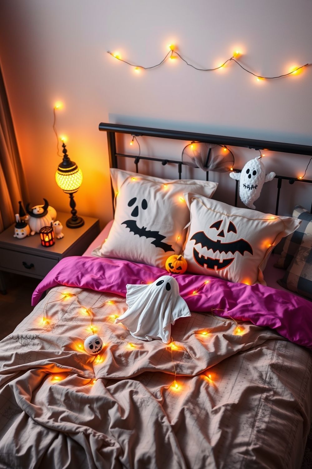 Create Creepy Yet Cozy Bed Decor for Halloween Bedroom Decorating Ideas