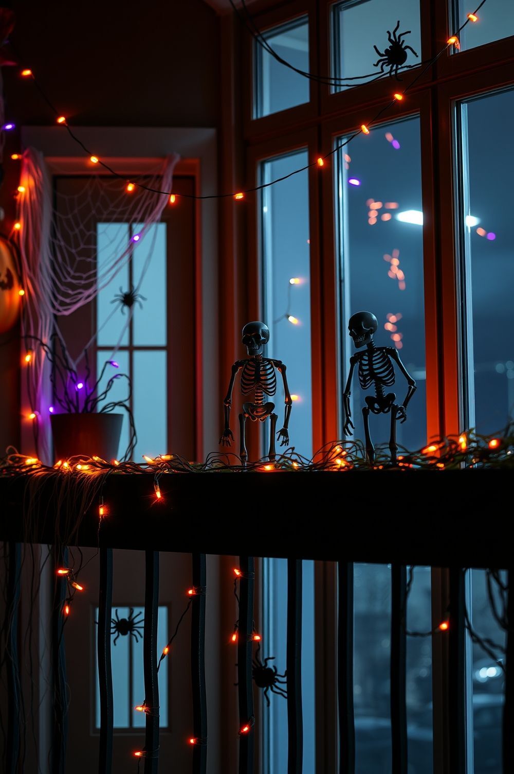 Creepy Goblin Glow with String Lights & Skeleton Silhouettes