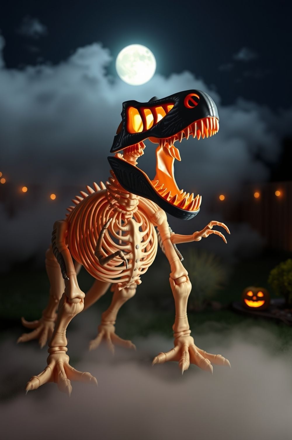 Dino Skeletons: Roaring in the Moonlight
