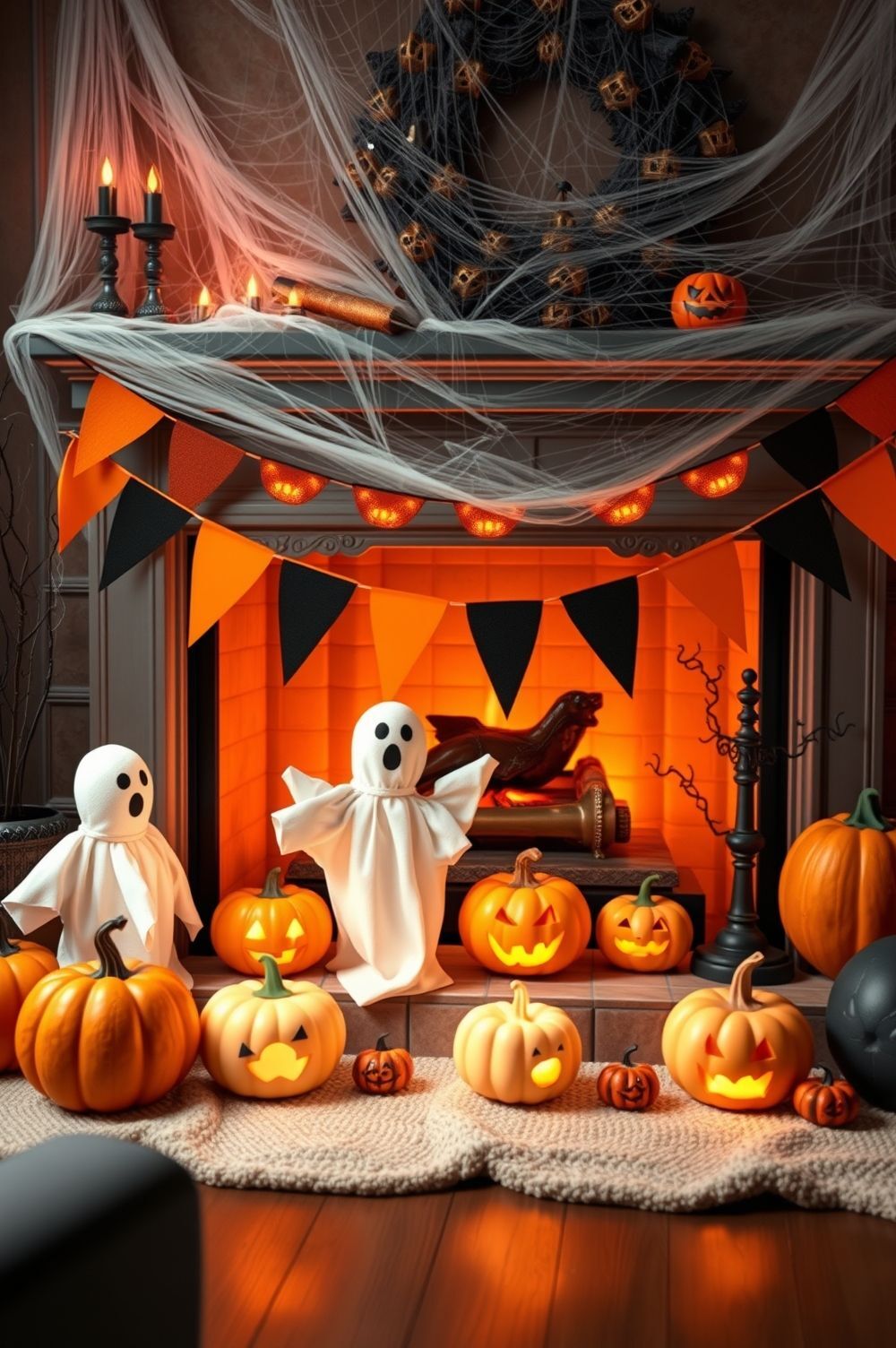 Dressing Up Your Fireplace with Halloween Theme Decor