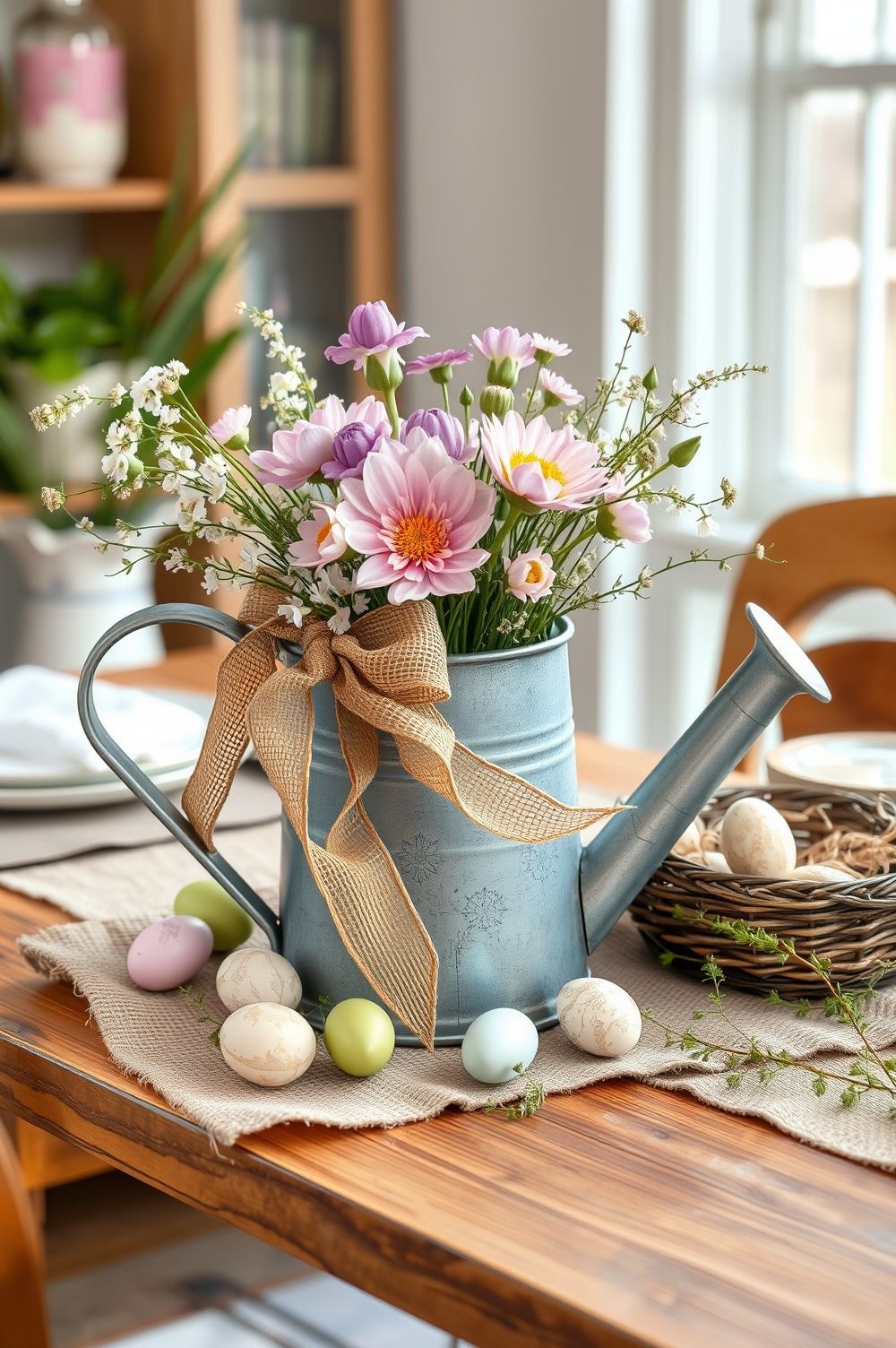 Nature's Touch with Greenery and Natural Elements for Easter Centerpiece Decorating Ideas