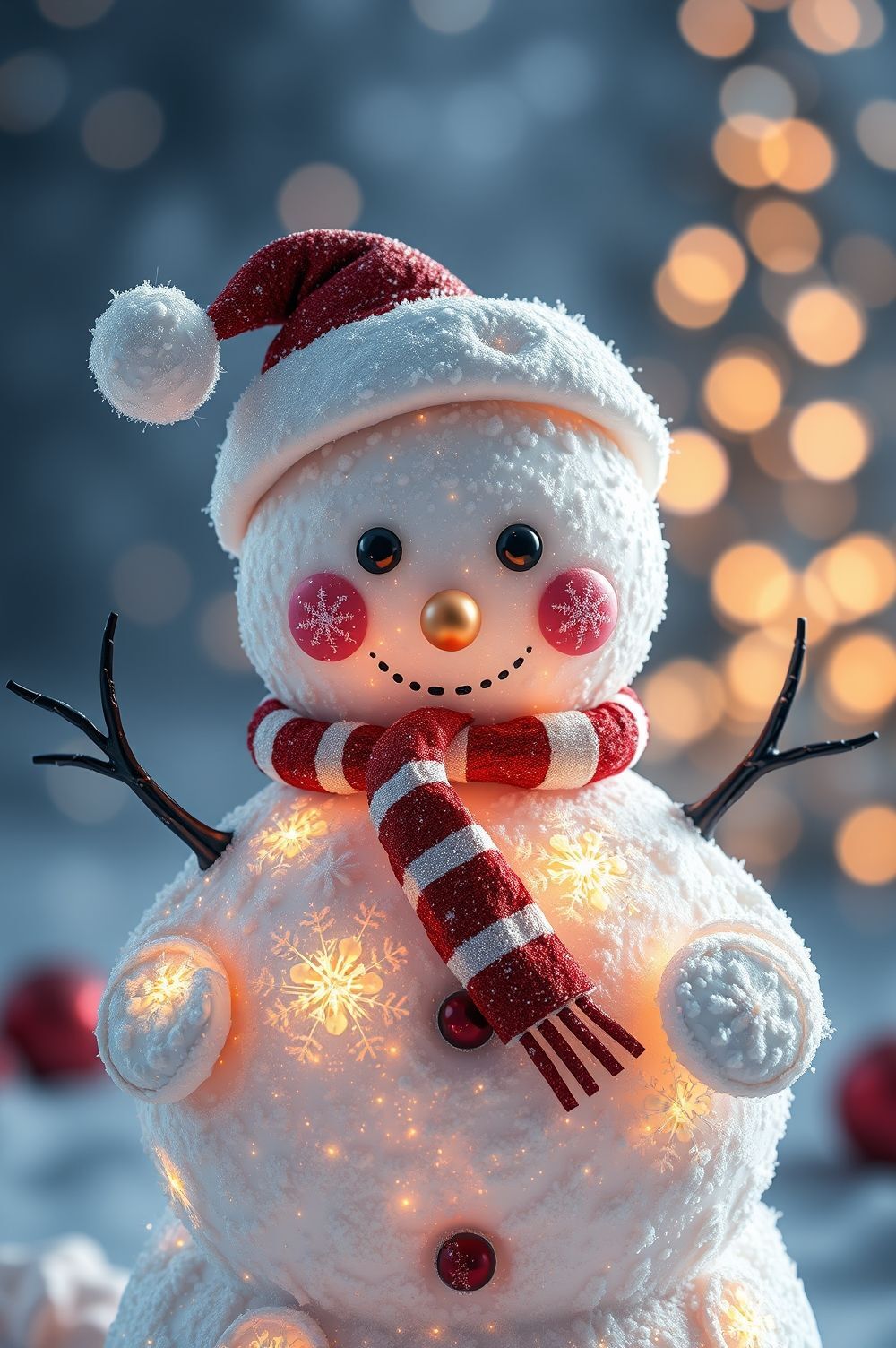 Sparkling Snowman with Lights and Glitter