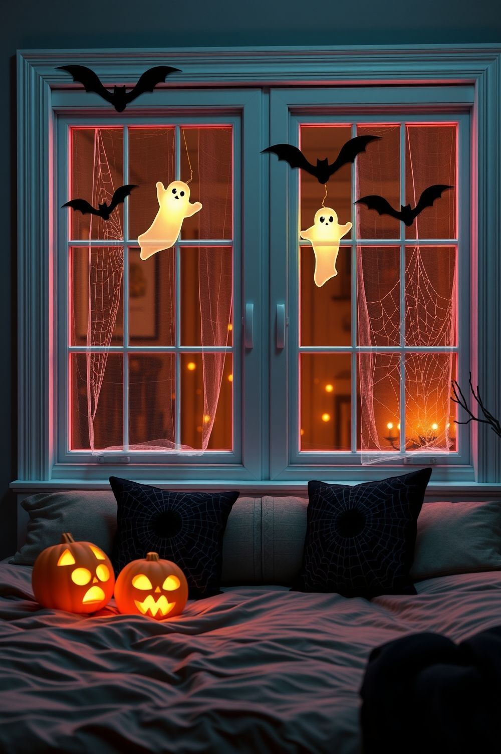 Spooky Decorations for Your Bedroom Windows with Halloween Bedroom Decorating Ideas