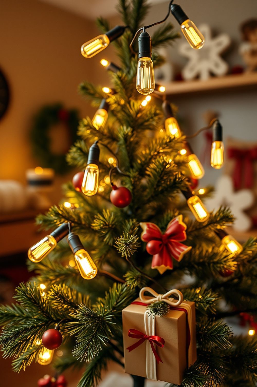 Add Vintage Christmas Lights for a Warm Glow