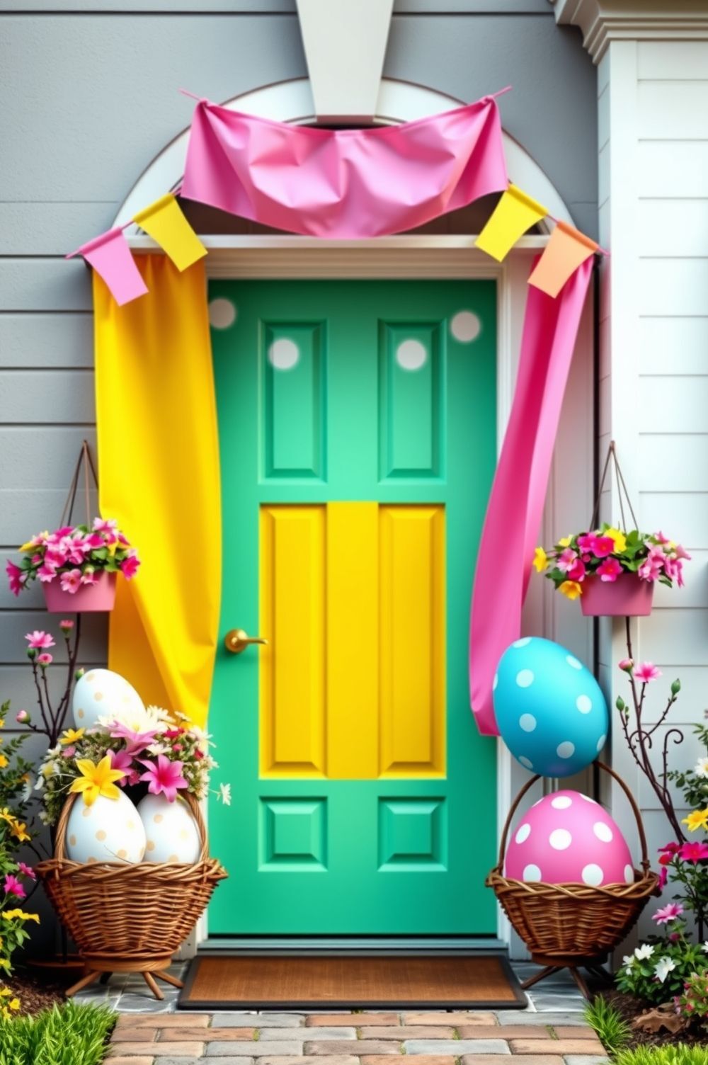 Bright and Bold Easter Front Door Decor Ideas