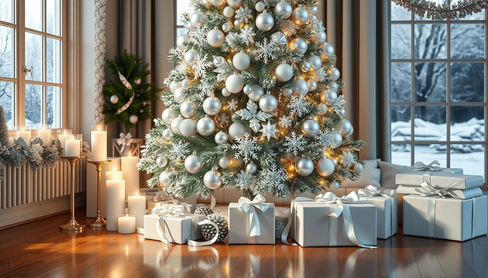 Brighten Your Holiday with Sparkling Silver and White Christmas Decorating Ideas