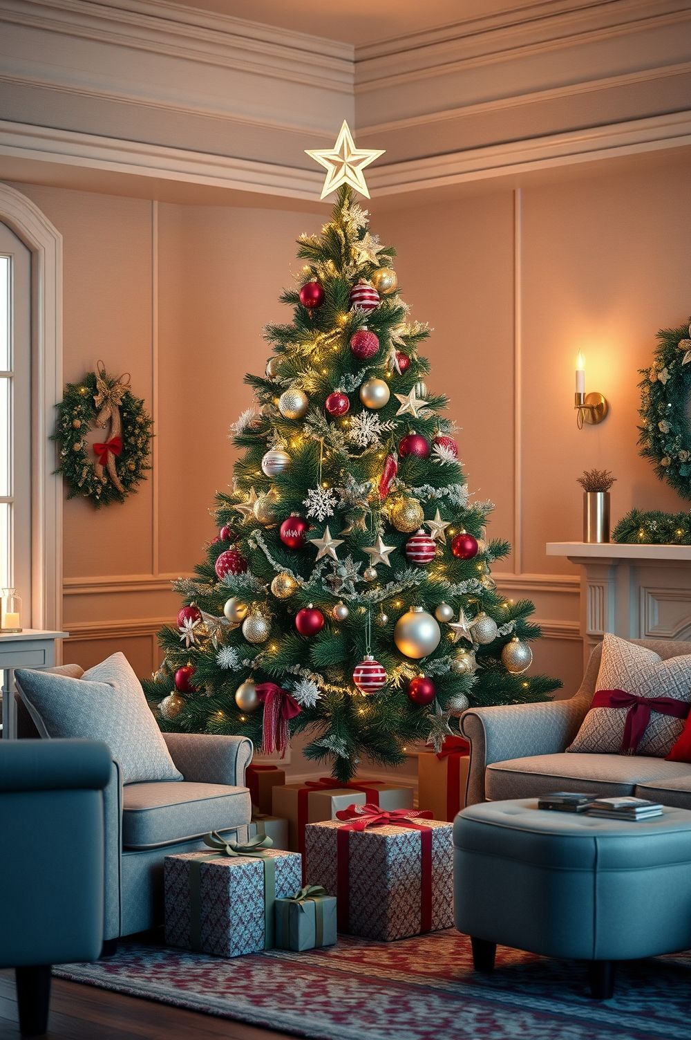Christmas Tree Elegance with Classic Decorations
