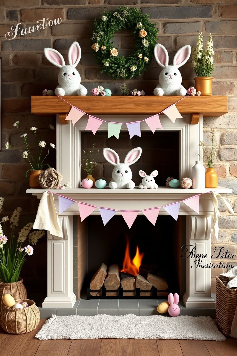 Easter Fireplace Decorating Ideas with Bunny Inspiration