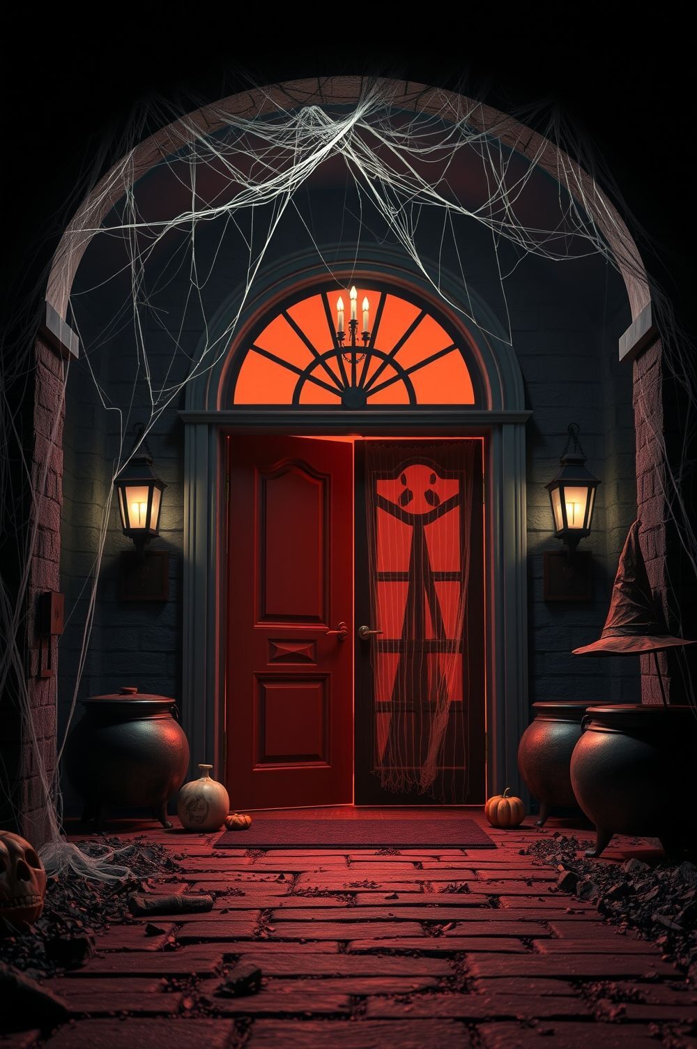 Haunted House Entrance with Witchy Touches