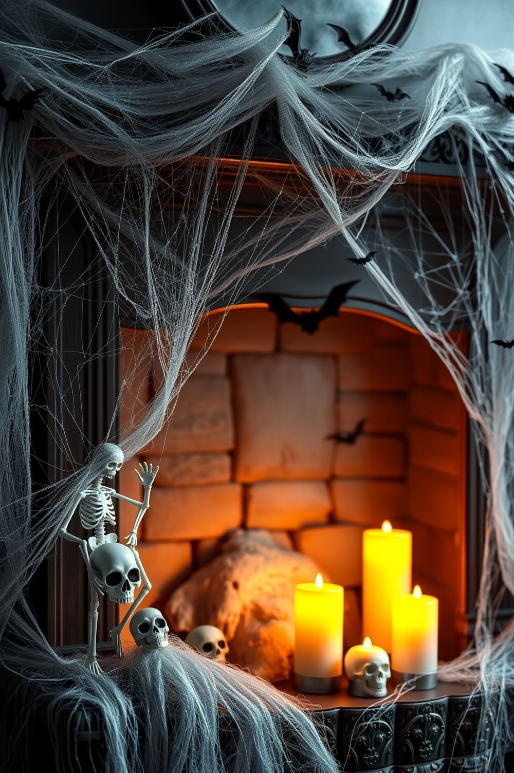 Haunted House Trickery with Fake Cobwebs and Creatures