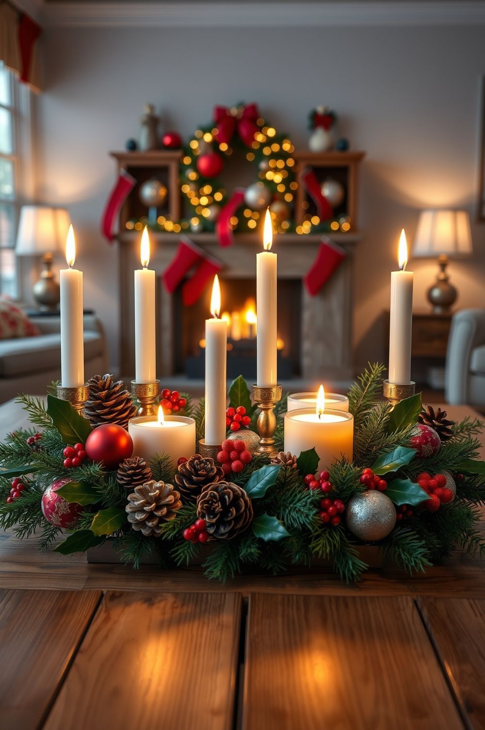 Holiday-Themed Candle Arrangements