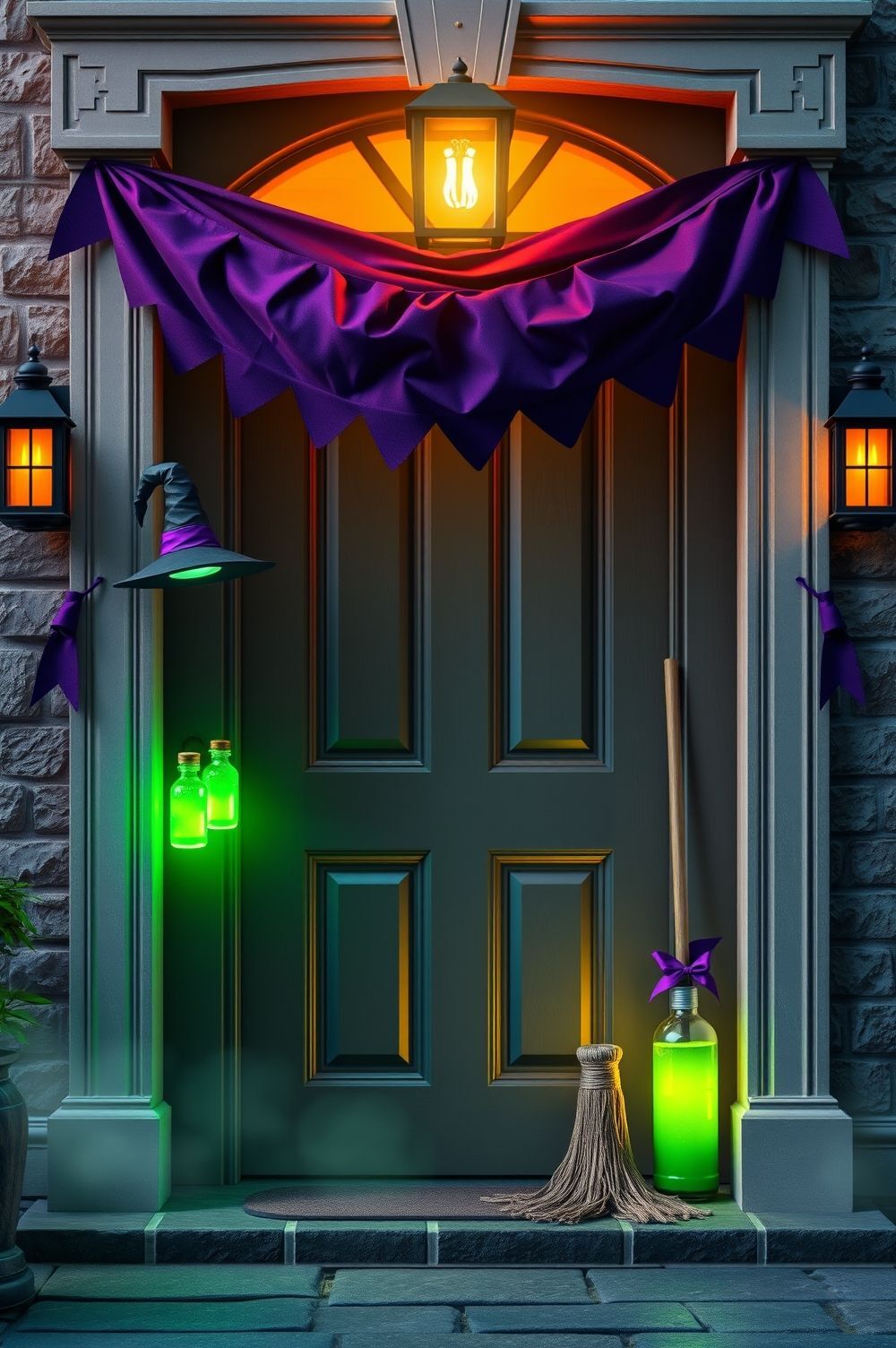 Magical and Mystical Halloween Door Themes with Witches and Wizards