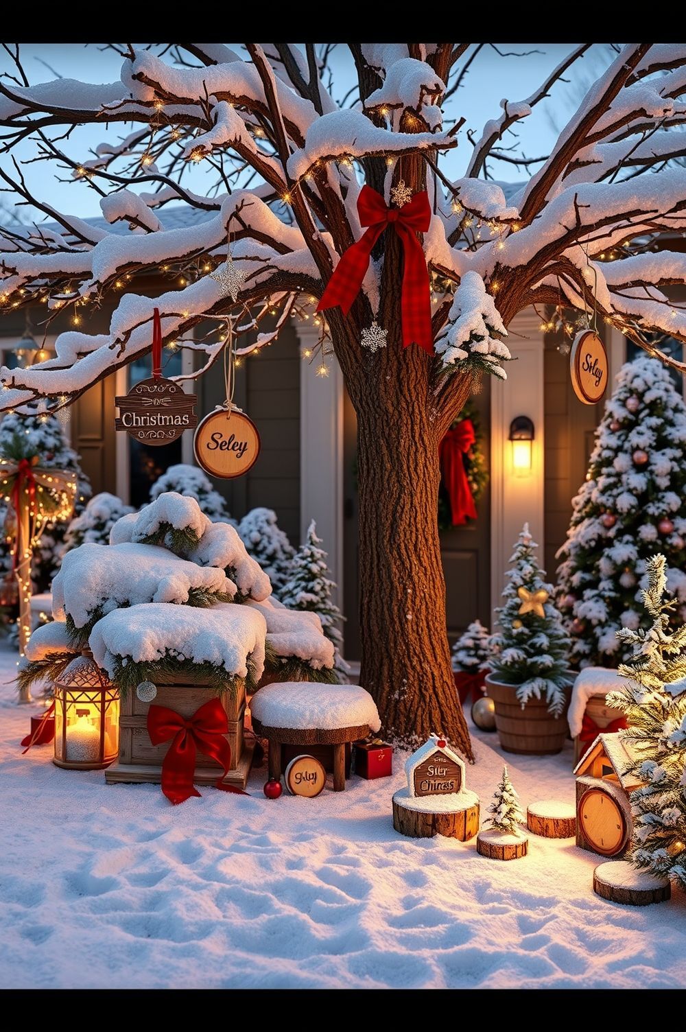 Outdoor Magic with Wood Slice Christmas Decorating Ideas