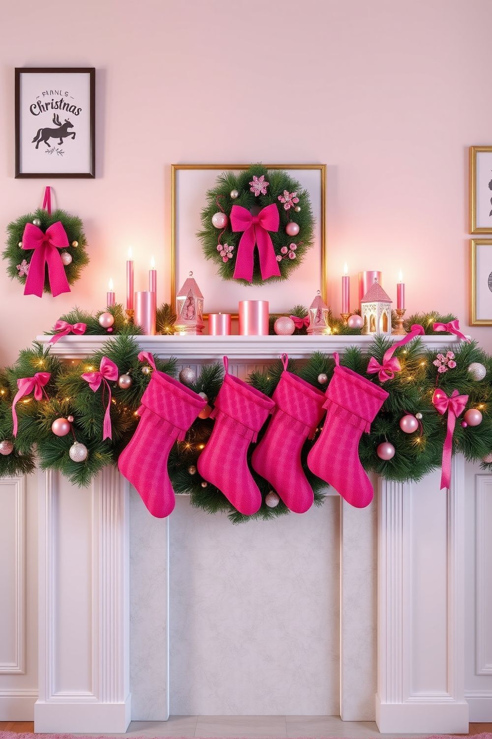 Pink Christmas Decorations for Your Mantel and Walls