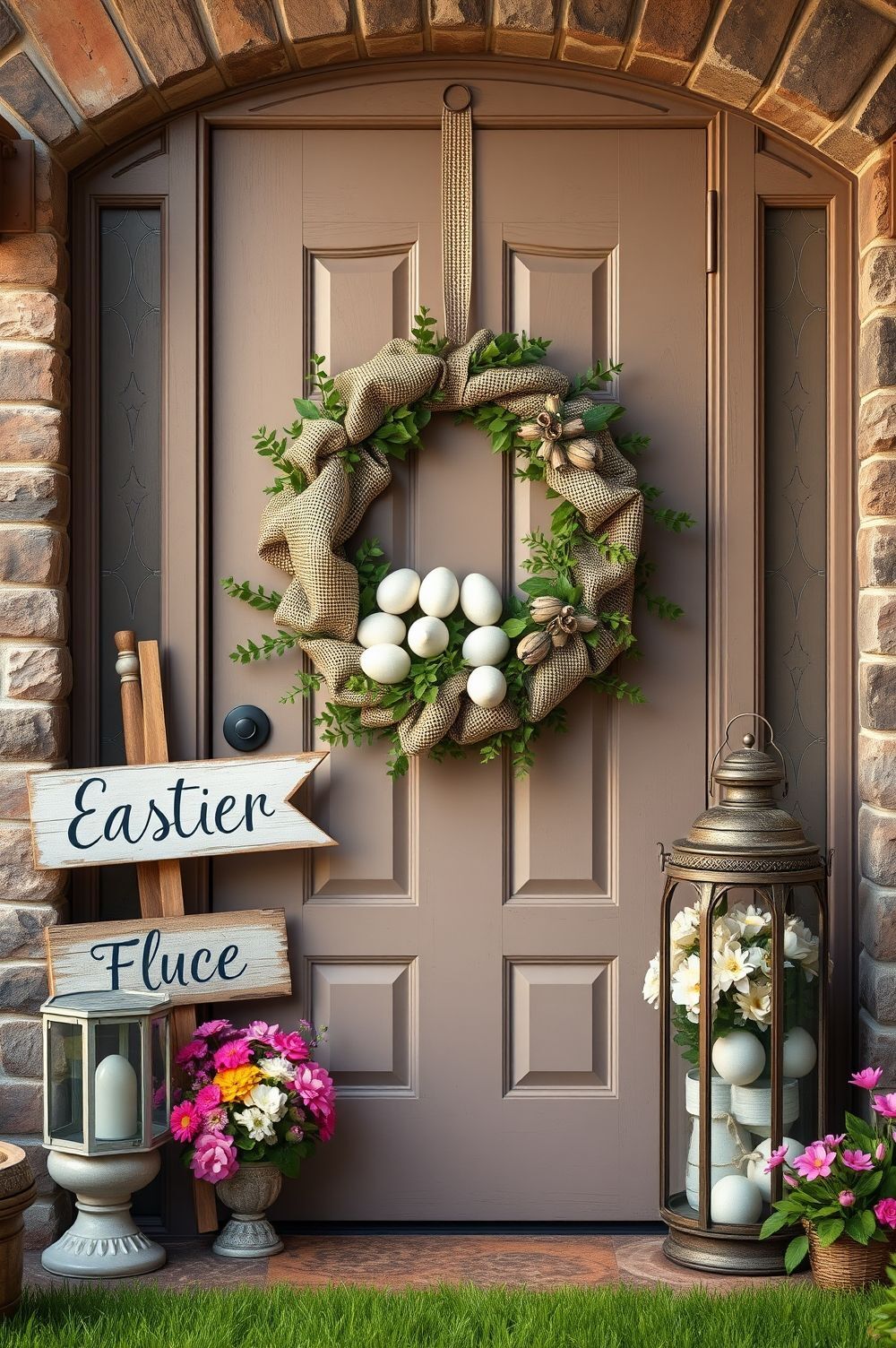 Rustic Chic Easter Front Door Decorating Ideas