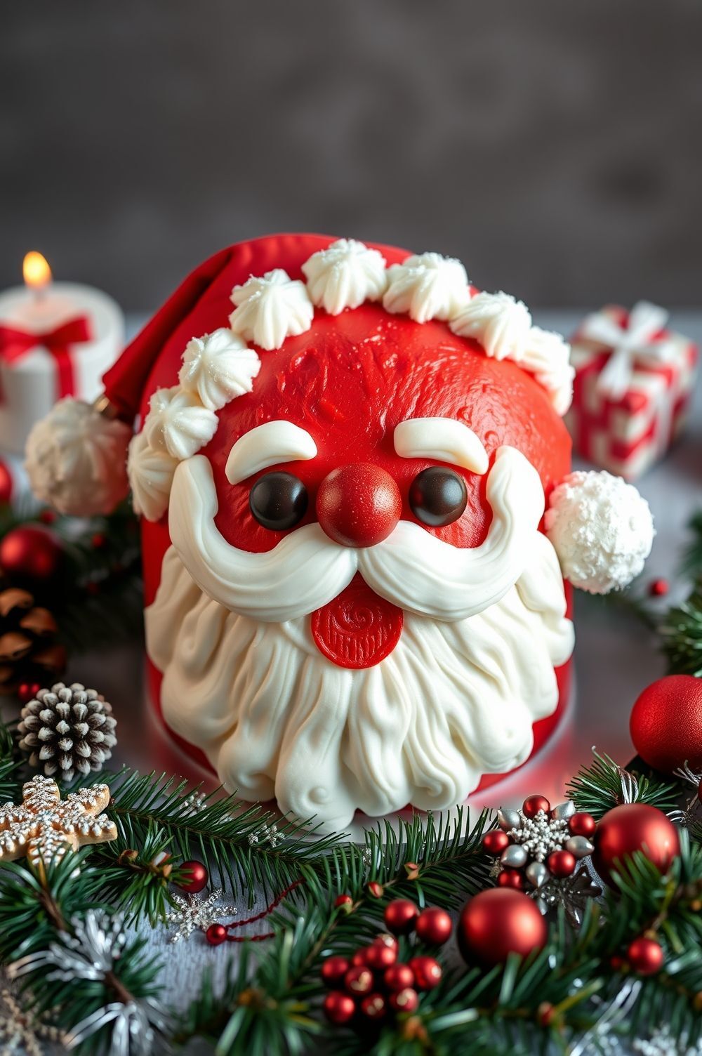 Santa’s Cheery Face Christmas Cake Decorating Ideas