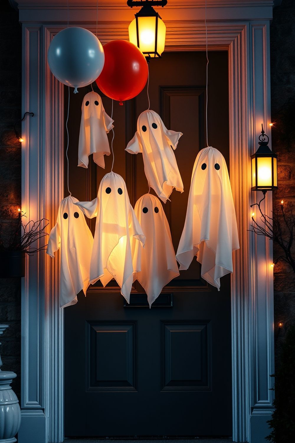 Spooky and Sleek Ghostly Decorations for Your Door