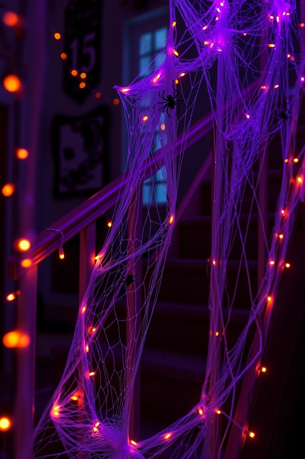 Spooky String Lights and Cobwebs Make a Haunted Ladder