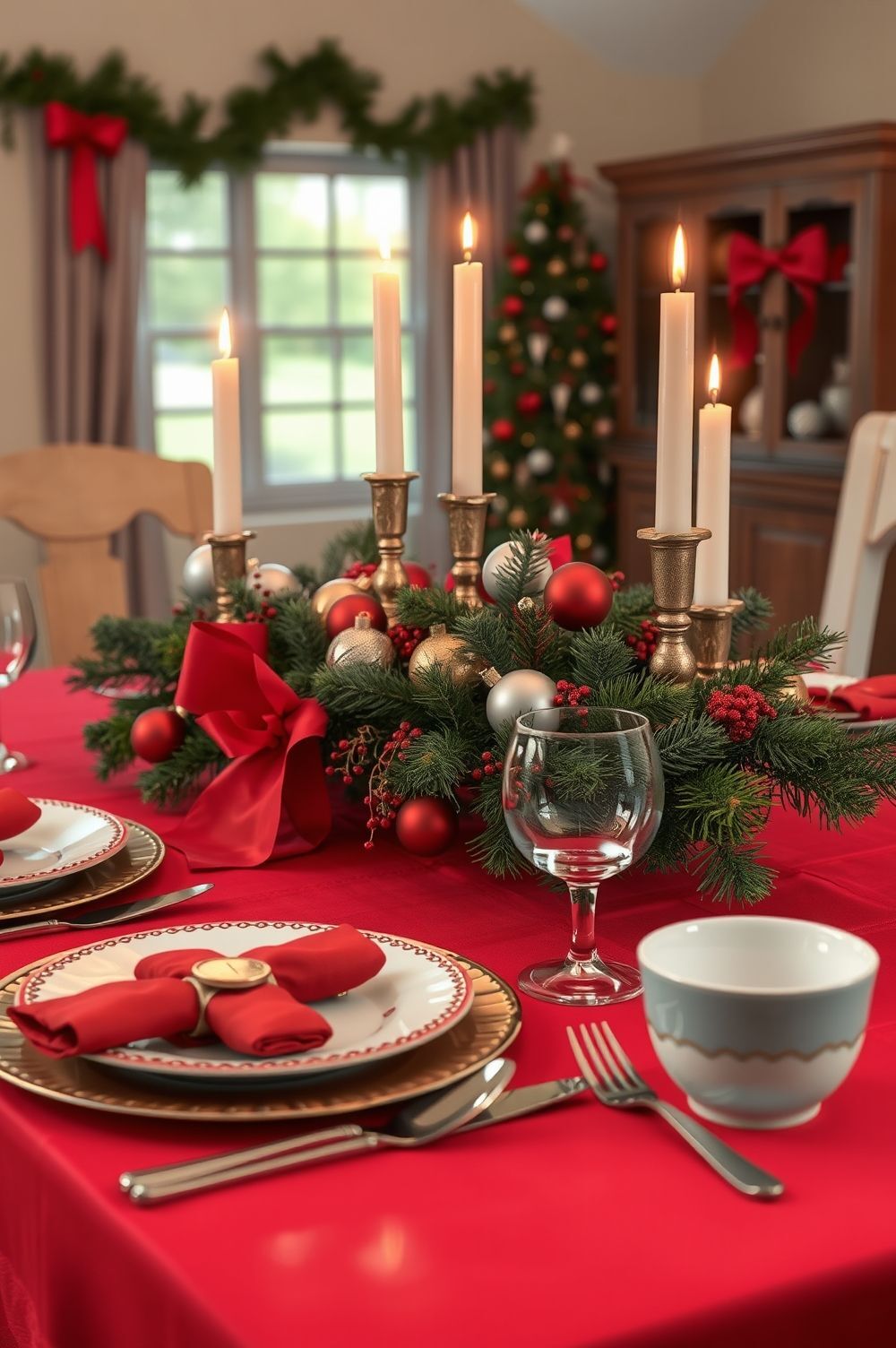 Traditional Christmas Table Settings and Centerpieces