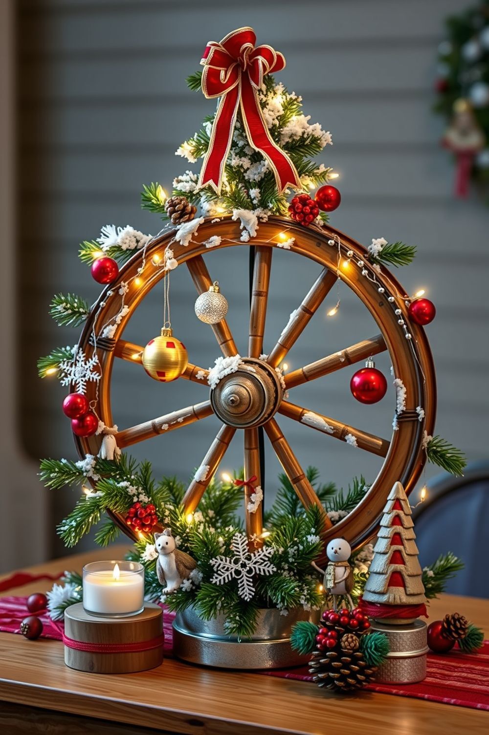 Turn Your Wagon Wheel into a Christmas Tree Alternative