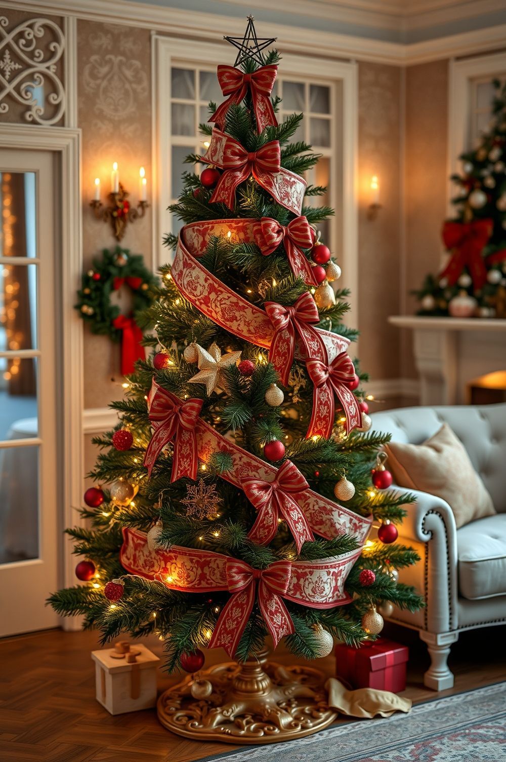 Use Classic Damask and Fabric Ribbons to Add Elegance